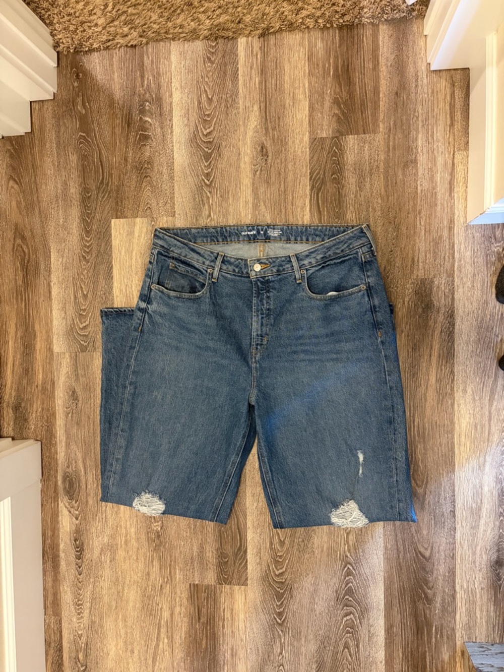 Old Navy Distressed Blue High Rise Wide Leg Jeans